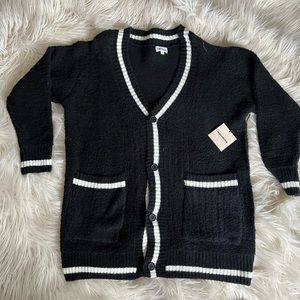 SUPERDOWN Varsity Balck & White button down sweater dress-SMALL